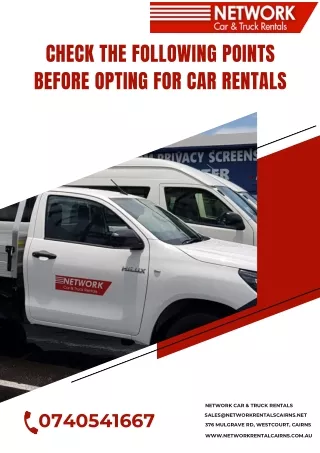Check the Following Points before Opting for Car Rentals