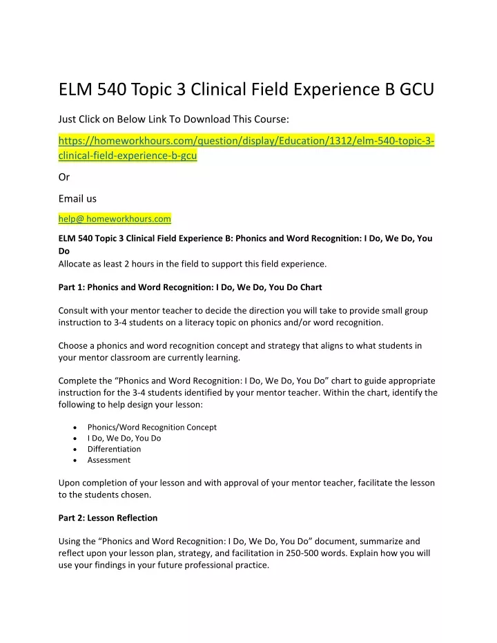 PPT - ELM 540 Topic 3 Clinical Field Experience B GCU PowerPoint ...