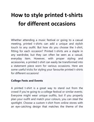 How to style printed t-shirts for different occasions