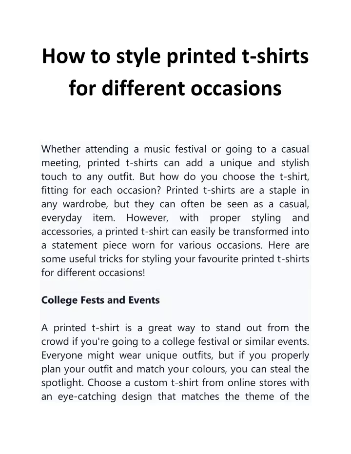 how to style printed t shirts for different