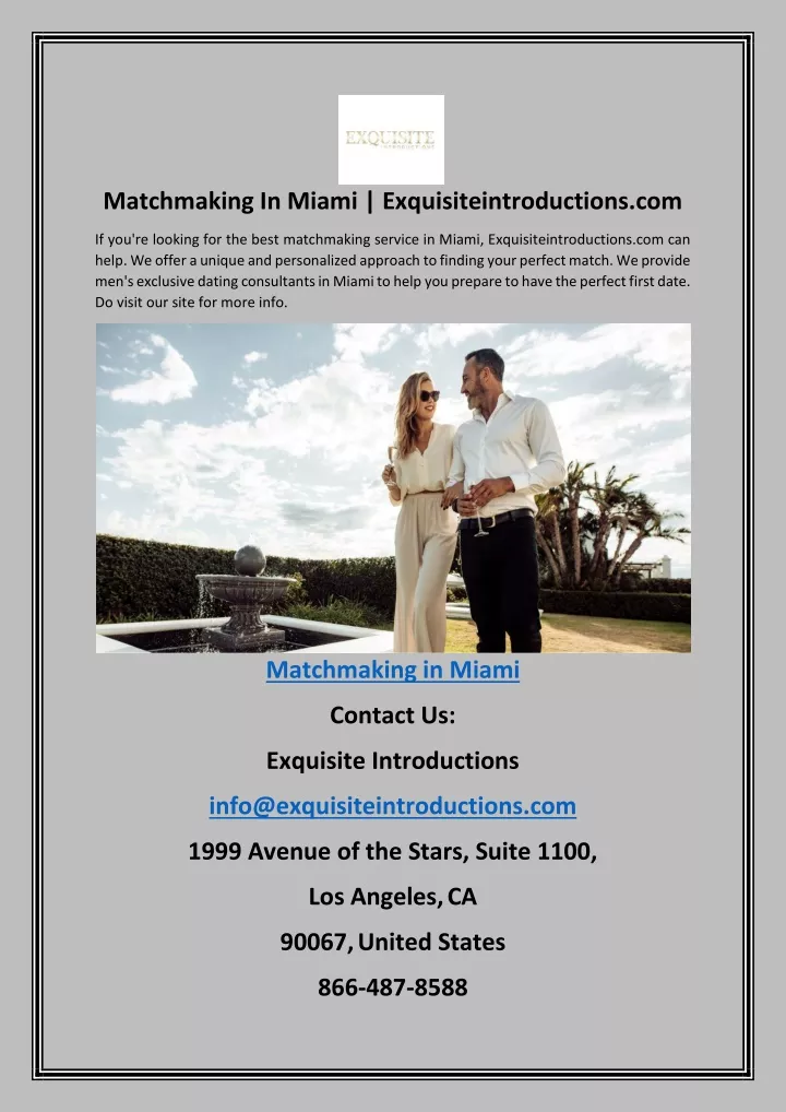 matchmaking in miami exquisiteintroductions com