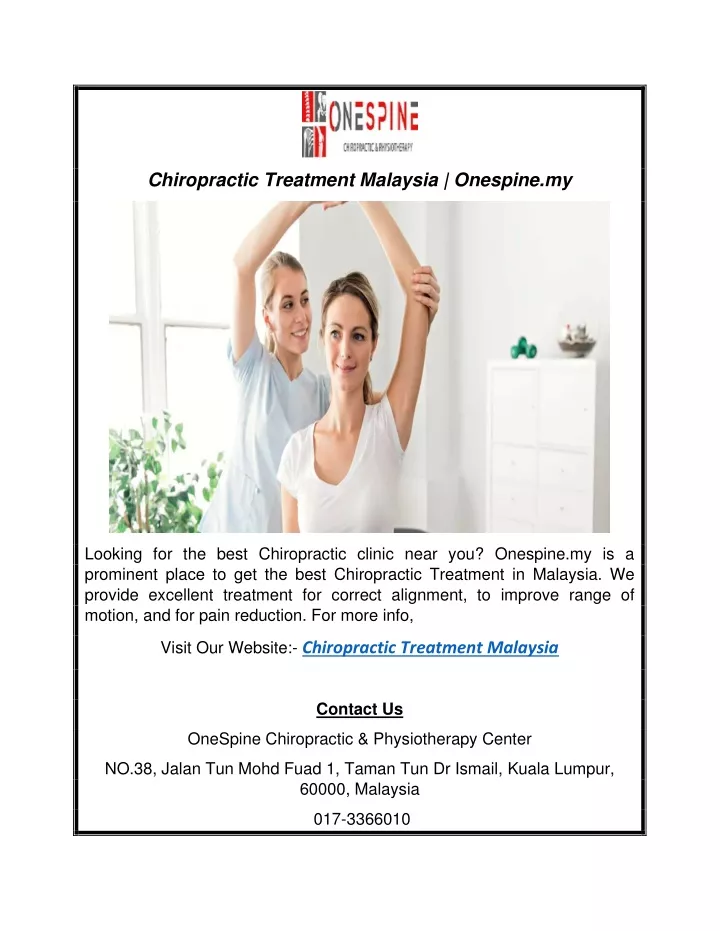 chiropractic treatment malaysia onespine my