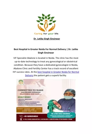 Best Hospital in Greater Noida For Normal Delivery | Dr. Latika Singh Sinsinwar