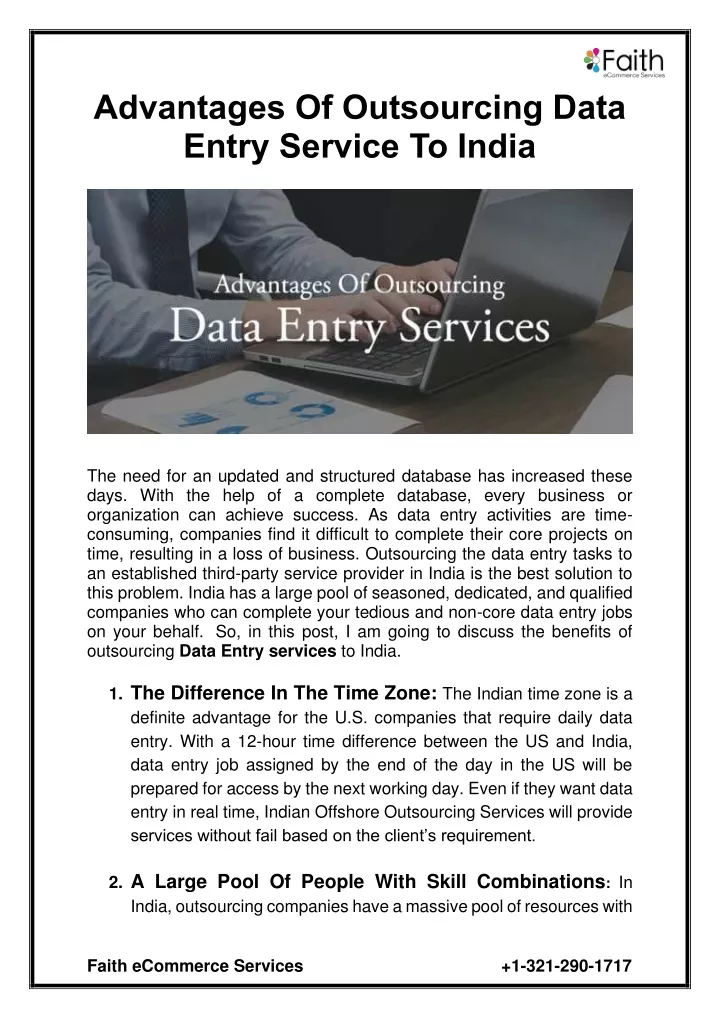 advantages of outsourcing data entry service