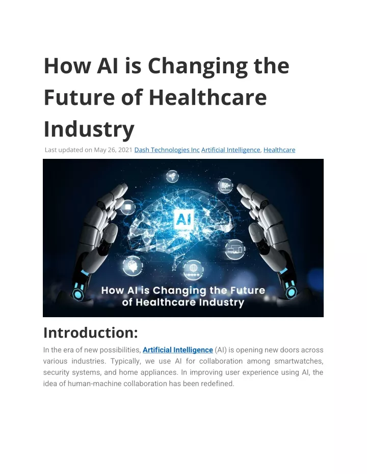 how ai is changing the future of healthcare