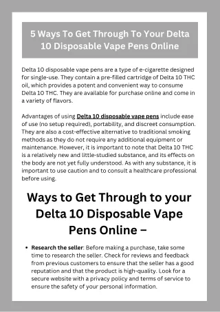 5 Ways To Get Through To Your Delta 10 Disposable Vape Pens Online..