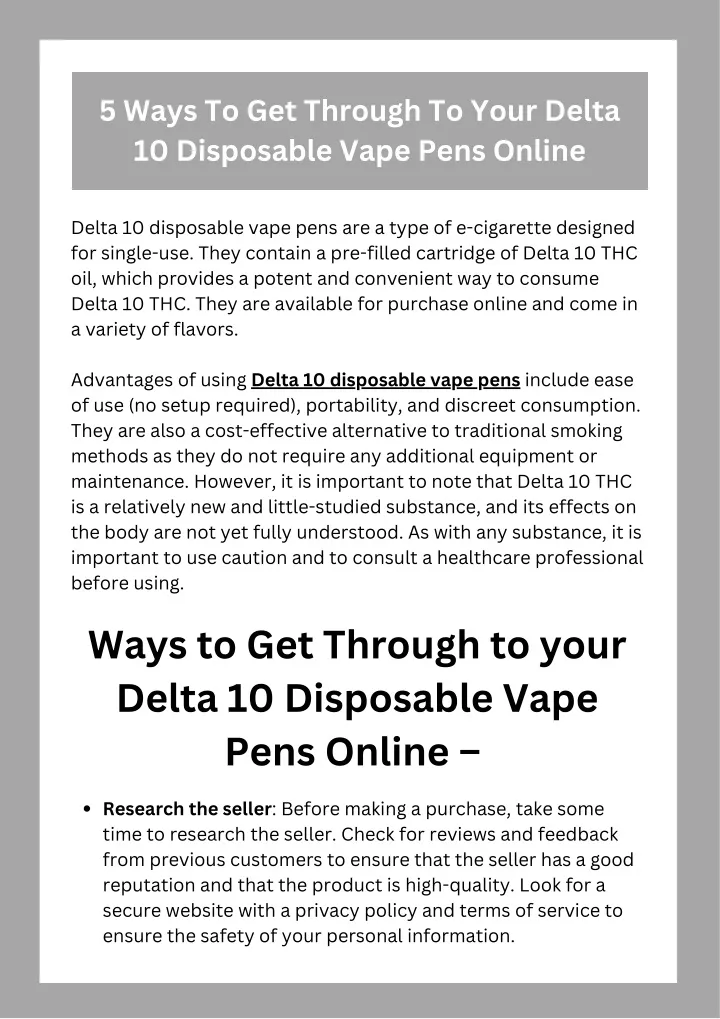 5 ways to get through to your delta 10 disposable