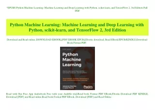 EPUB$ Python Machine Learning Machine Learning and Deep Learning with Python  scikit-learn  and TensorFlow 2  3rd Editio