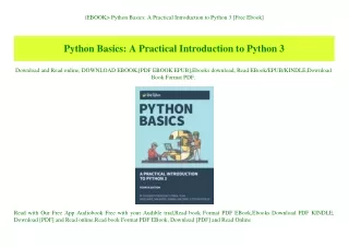(EBOOK Python Basics A Practical Introduction to Python 3 [Free Ebook]