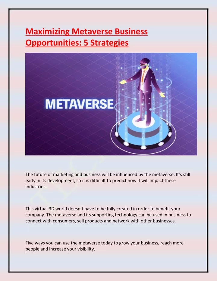 maximizing metaverse business opportunities