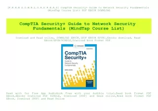 [F.R.E.E D.O.W.N.L.O.A.D R.E.A.D] CompTIA Security  Guide to Network Security Fundamentals (MindTap Course List) PDF EBO