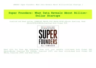 (EBOOK Super Founders What Data Reveals About Billion-Dollar Startups (E.B.O.O.K. DOWNLOAD^