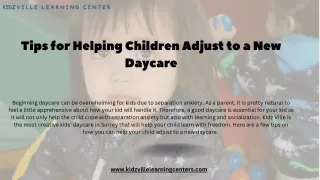Tips for Helping Children Adjust to a New Daycare