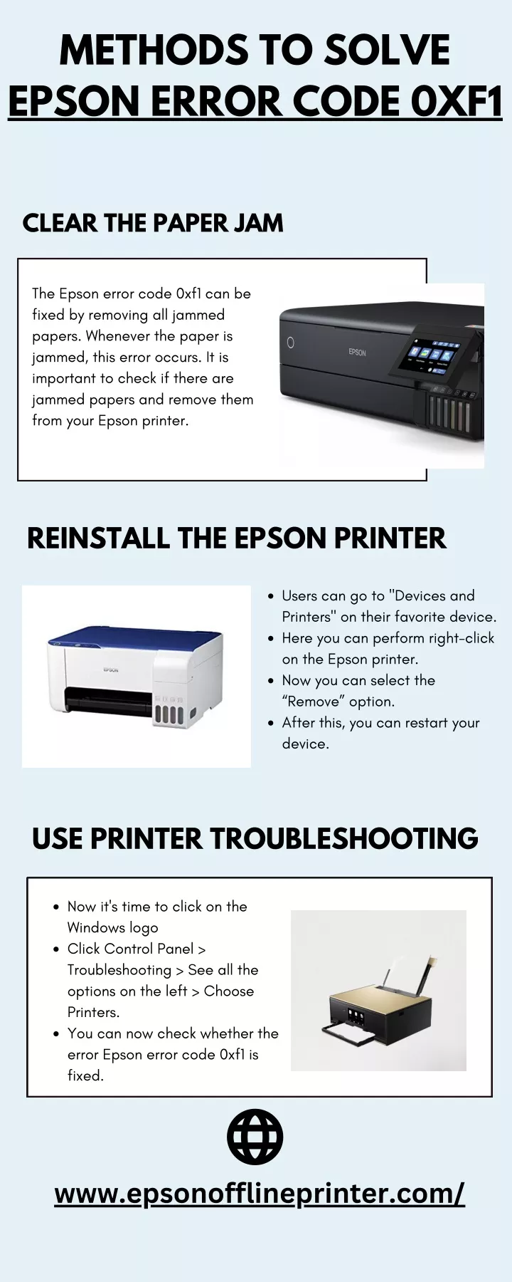 methods to solve epson error code 0xf1