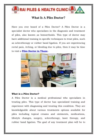 what is a piles doctor
