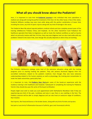 what all you should know about the podiatrist