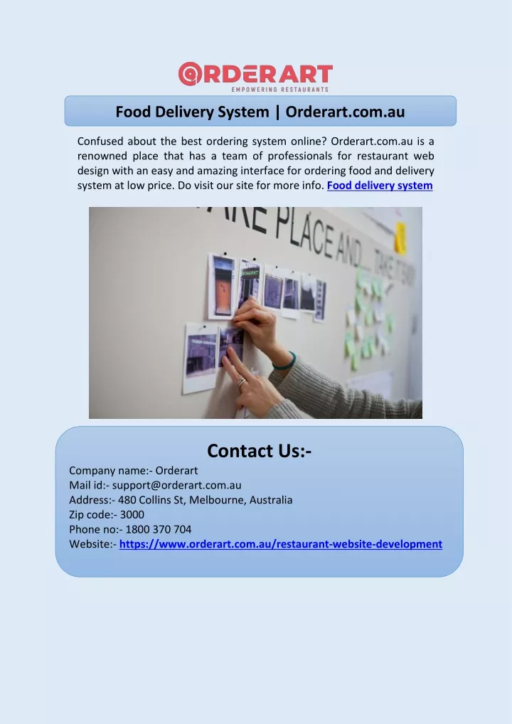 food delivery system orderart com au