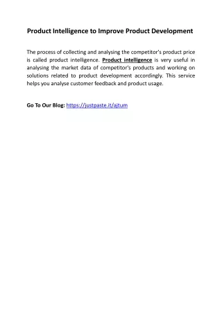 product intelligence to improve product