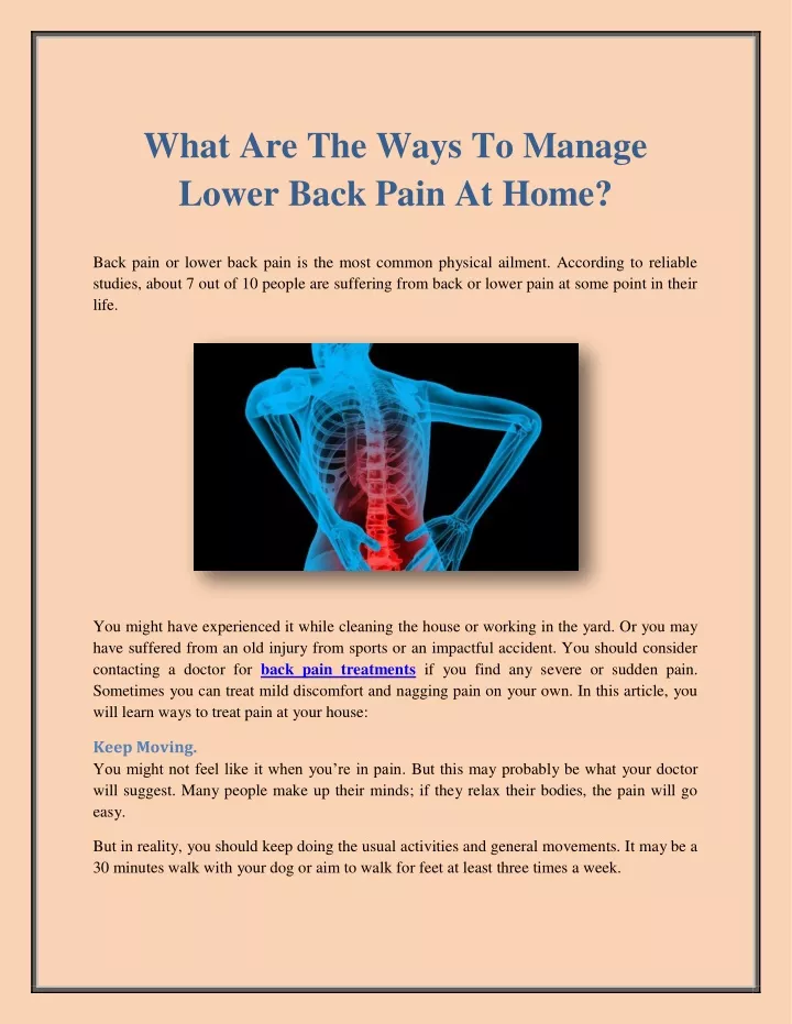 what are the ways to manage lower back pain