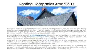 Roofing Companies In Amarillo TX