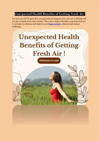 Unexpected Health Benefits of Getting Fresh Air !