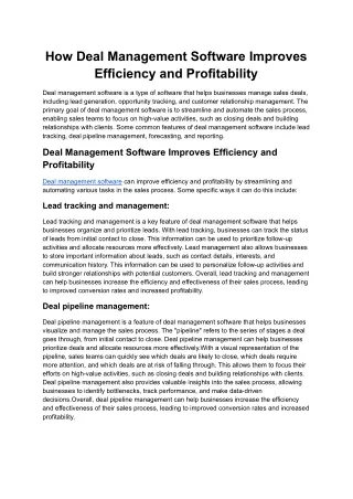 how deal management software improves efficiency