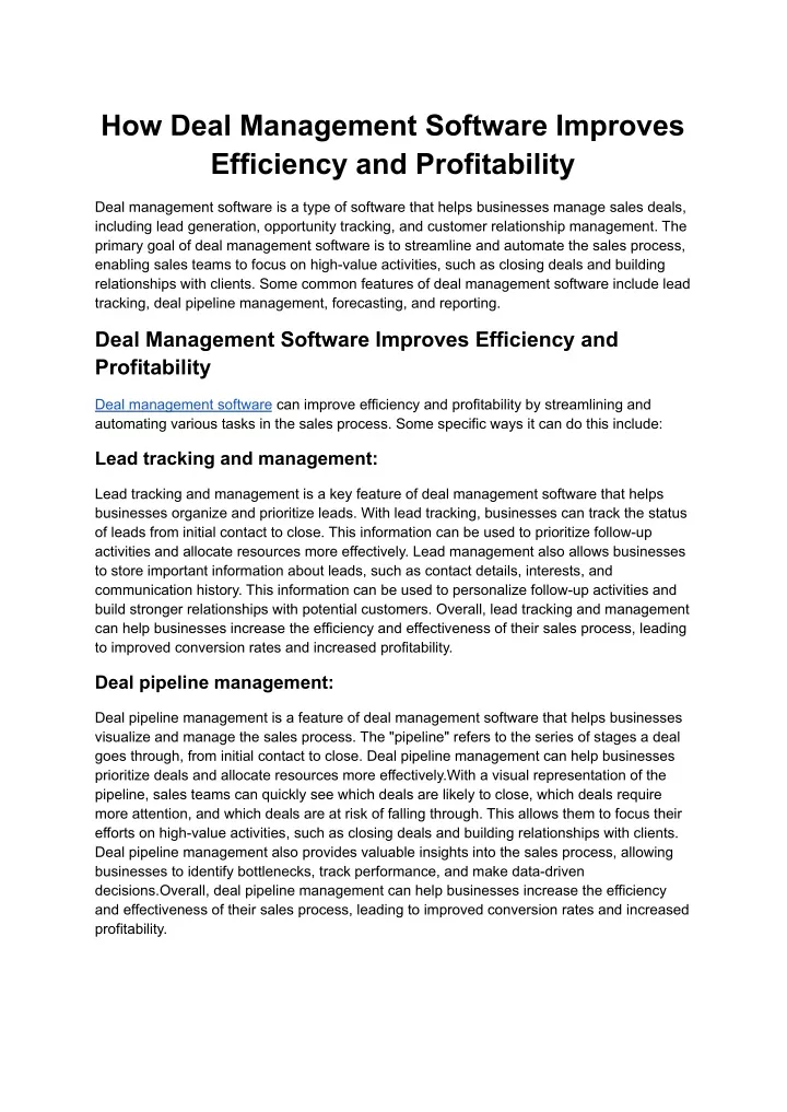 how deal management software improves efficiency