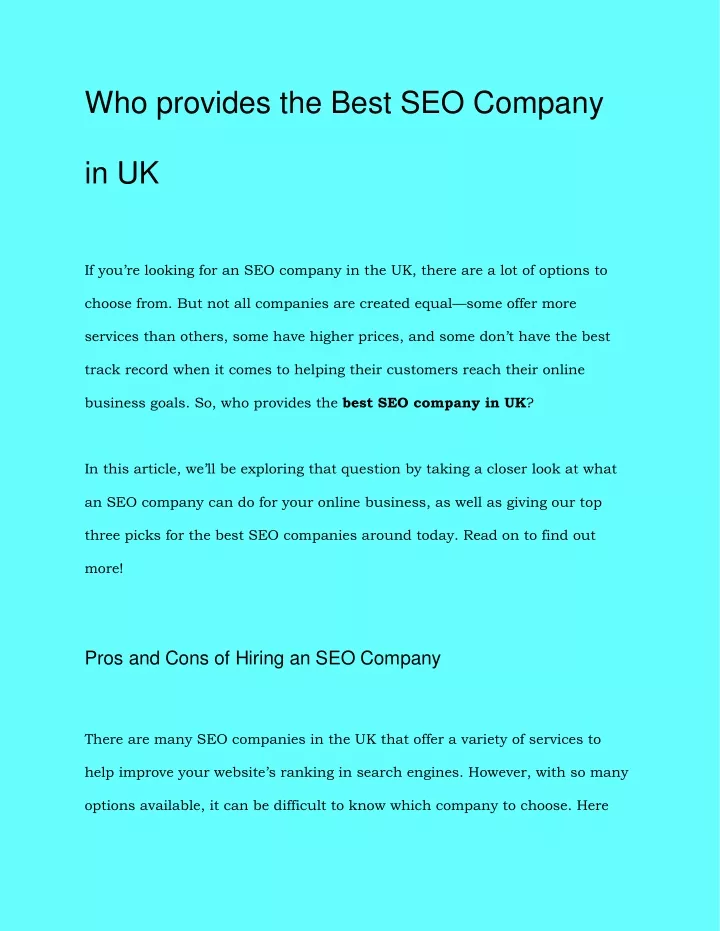 who provides the best seo company