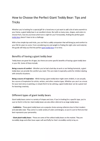 boobearfactory_How to Choose the Perfect Giant Teddy Bear_ Tips and Tricks_17 Jan