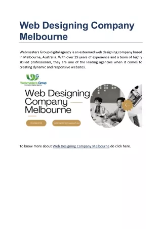 Web Designing Company Melbourne