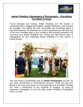 Jewish Wedding Videography & Photography – Everything You Need To Know