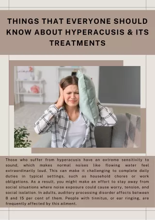 Things That Everyone Should Know about Hyperacusis & Its Treatments
