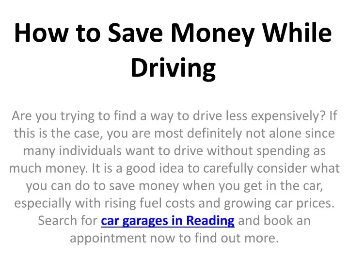 how to save money while driving