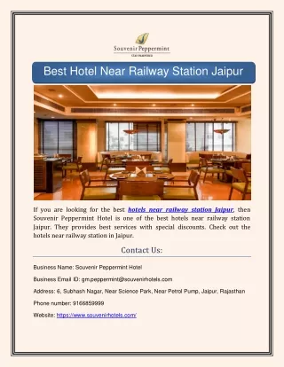 Best Hotel Near Railway Station Jaipur