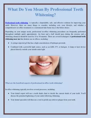 what do you mean by professional teeth whitening