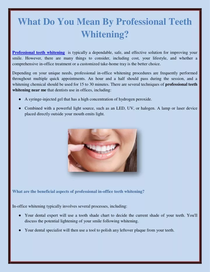 what do you mean by professional teeth whitening