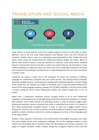 TRANSLATION AND SOCIAL MEDIA
