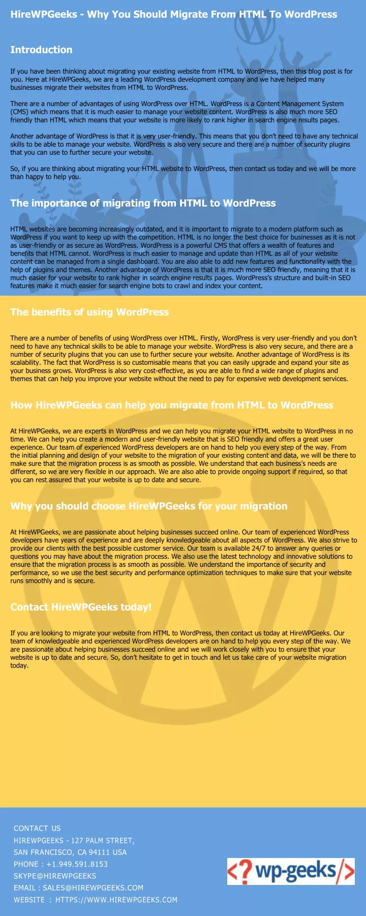 hirewpgeeks why you should migrate from html