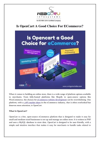 is opencart a good choice for ecommerce
