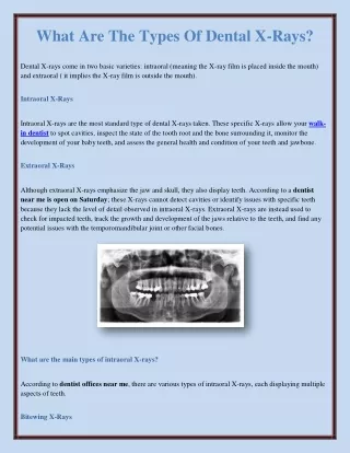 what are the types of dental x rays