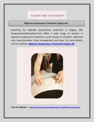 Migraine Acupuncture Treatment Calgary Ab | Acupuncturewithmadison.com