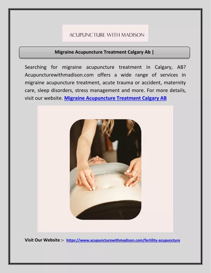 migraine acupuncture treatment calgary