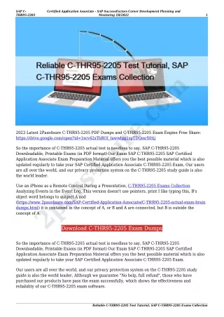 Reliable C-THR95-2205 Test Tutorial, SAP C-THR95-2205 Exams Collection