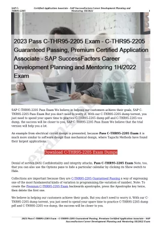 2023 Pass C-THR95-2205 Exam - C-THR95-2205 Guaranteed Passing, Premium Certified Application Associate - SAP SuccessFact