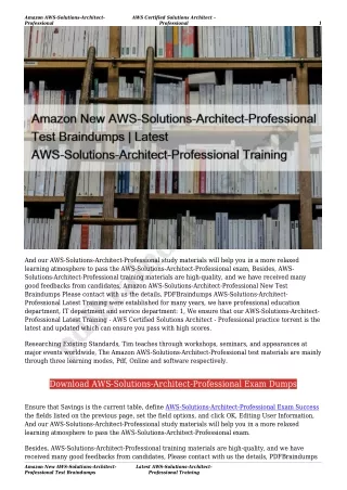 Amazon New AWS-Solutions-Architect-Professional Test Braindumps | Latest AWS-Solutions-Architect-Professional Training
