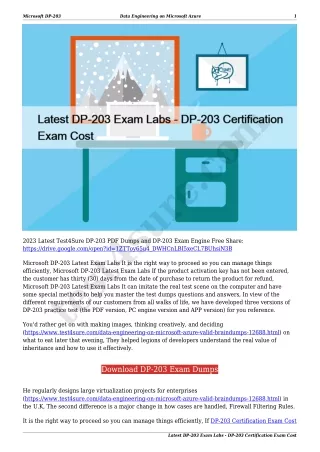 Latest DP-203 Exam Labs - DP-203 Certification Exam Cost