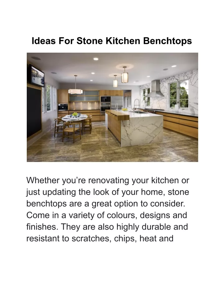 ideas for stone kitchen benchtops