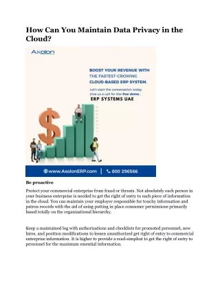 how can you maintain data privacy in the cloud
