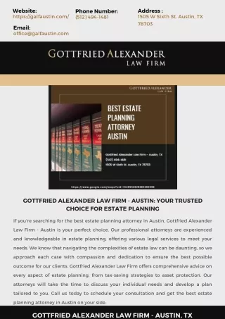 Gottfried Alexander Law Firm - Austin: Your Trusted Choice for Estate Planning
