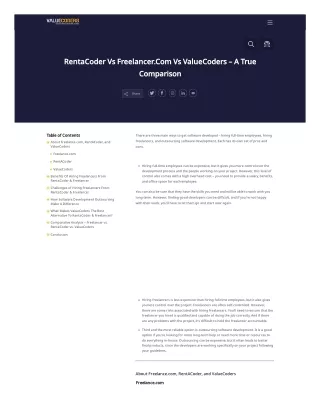 RentaCoder Vs Freelancer Vs ValueCoders – A True Comparison